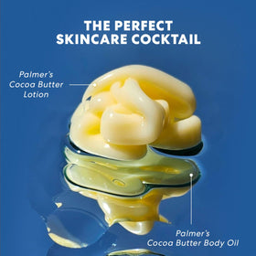 Palmer's oil drop on skin demonstrating quick absorption and shine