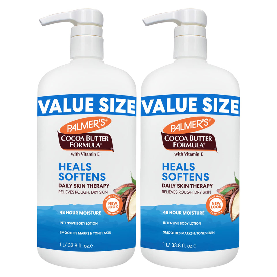 Palmer's pump bottle front view showing label and size benefit