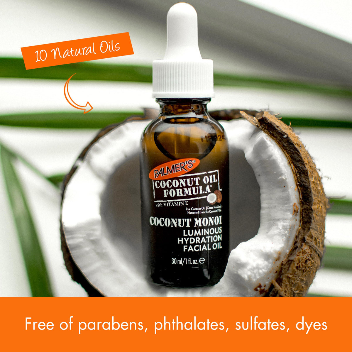 Palmer's ingredient lineup including coconut and other oils signaling natural hydration benefits