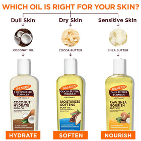 Palmer's coconut oil pouring to show lightweight hydration and quick absorption