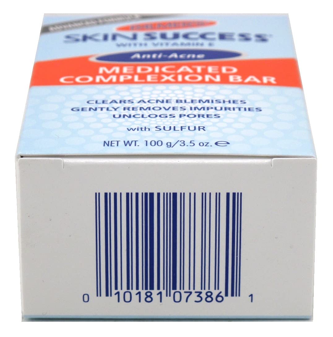 Palmer's complexion bar unwrapped soap detail highlighting texture and sulfur benefit