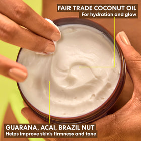 Palmer's cream being smoothed over bust area showing targeted hydration and support benefit