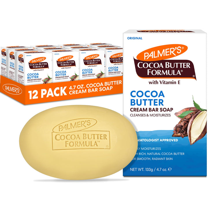 Palmer's cream soap front packaging showing bar and label benefits