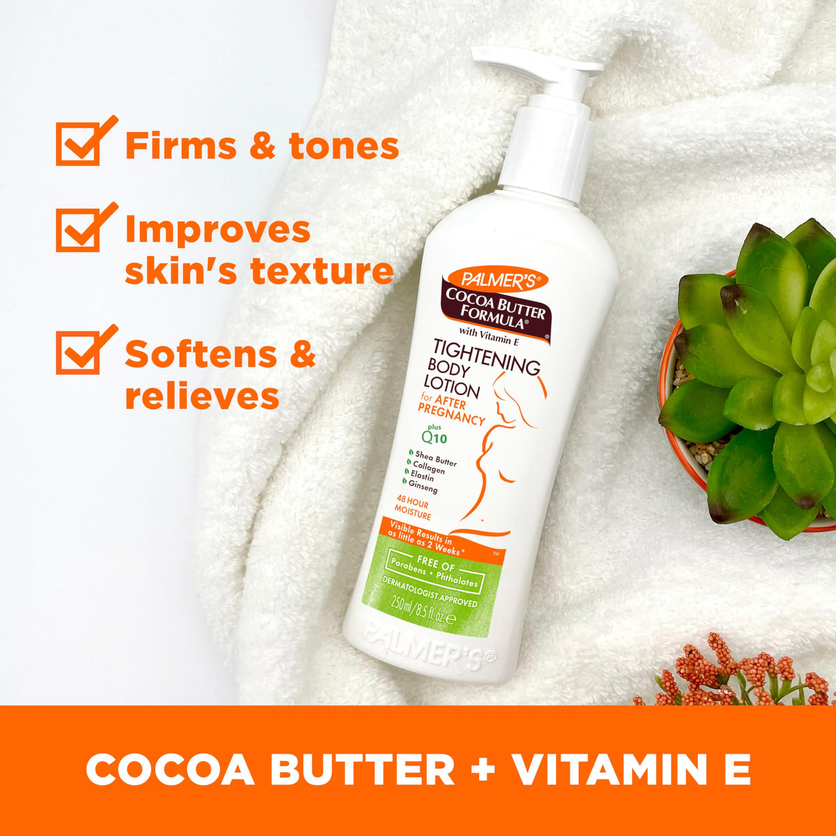 Palmer's lifestyle scene of new mom applying lotion for comfort and confidence