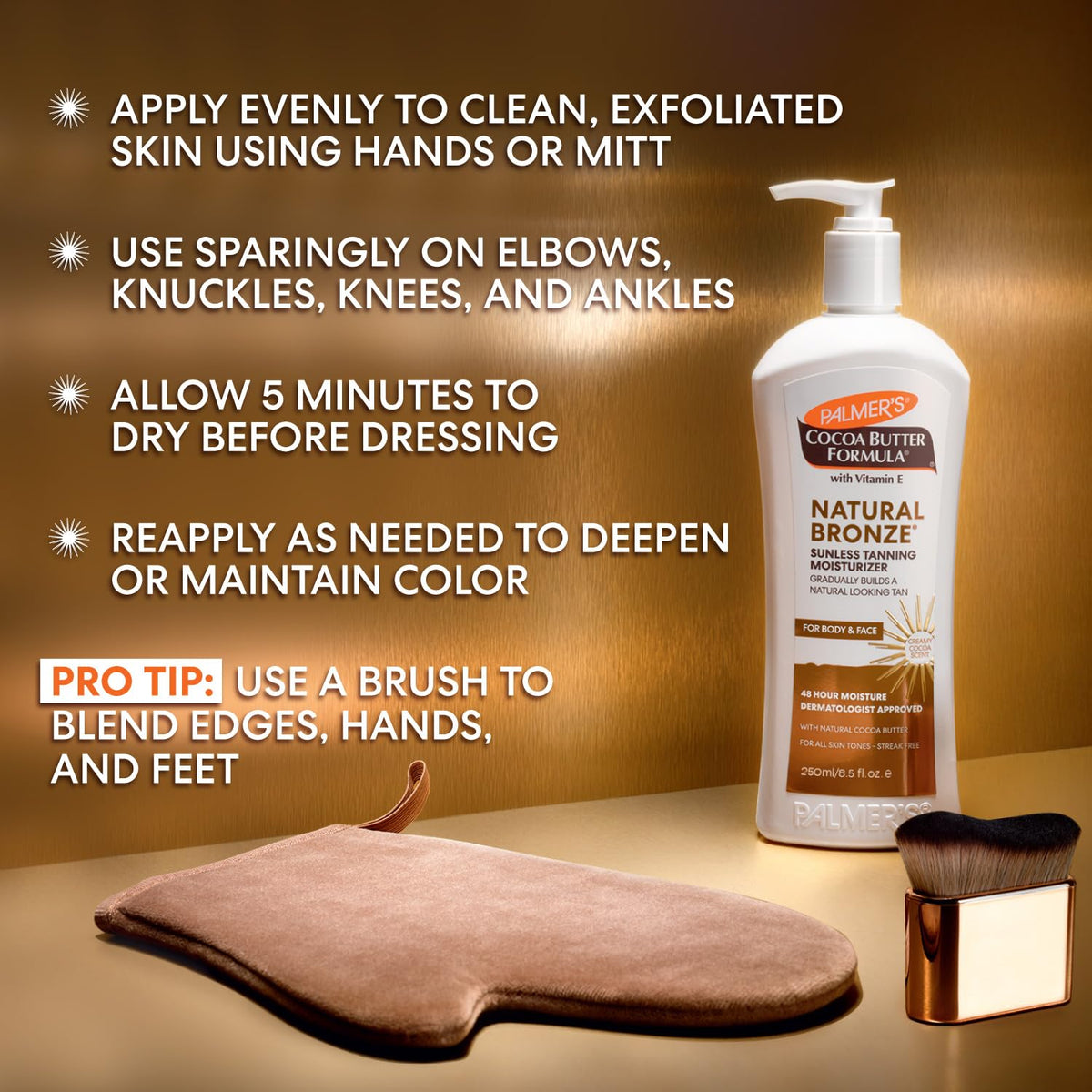 Rubbing Palmer's lotion into elbow to demonstrate even moisturizing finish