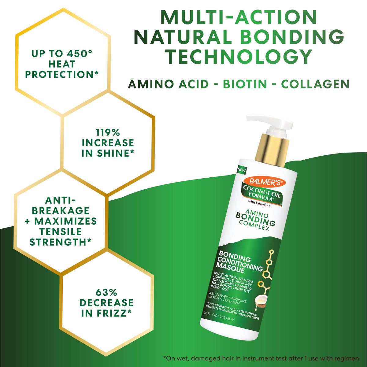Application of Palmer's masque by hands through damp hair demonstrating even coverage