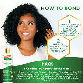 Before and after ends showing reduced split ends and stronger-looking hair with Palmer's