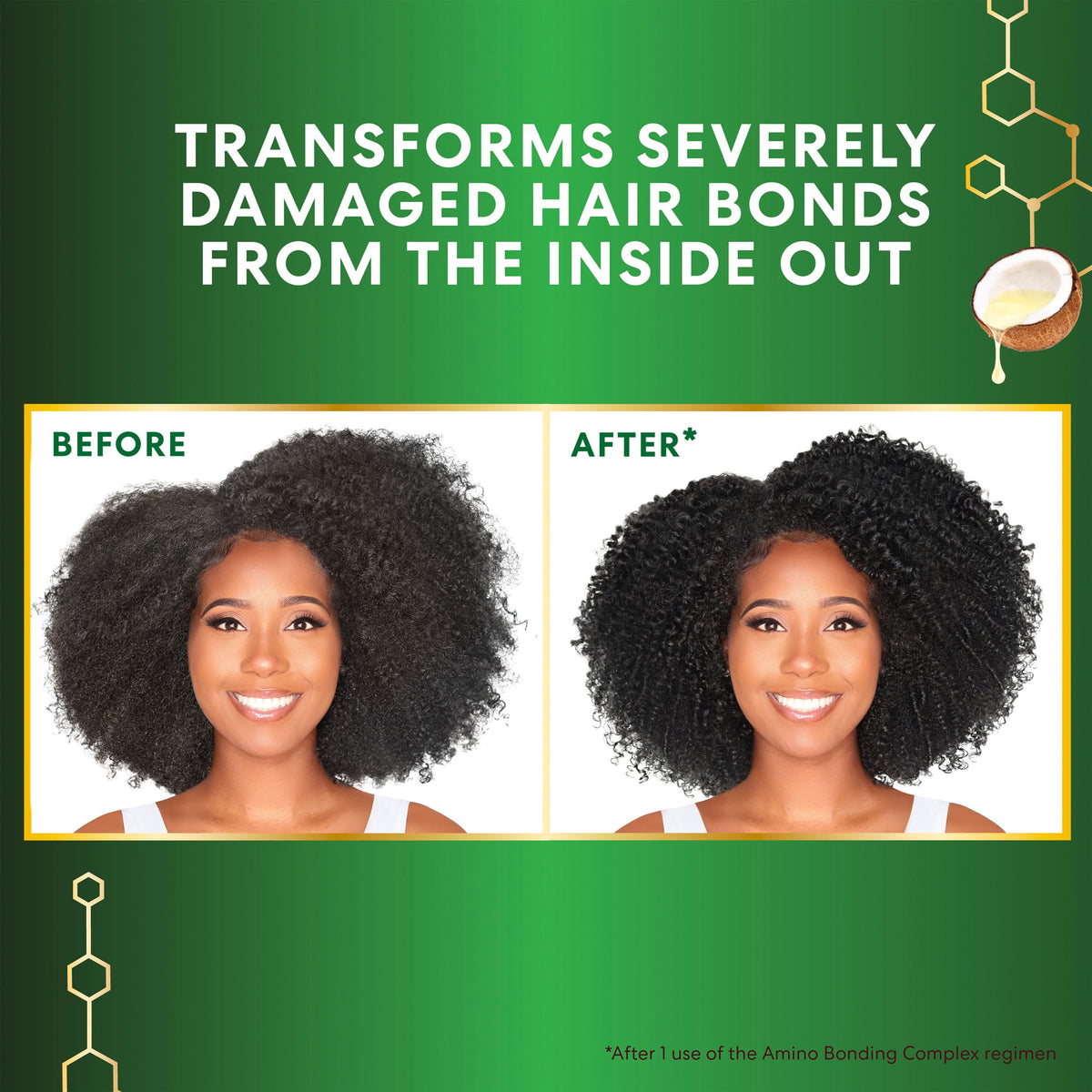 Coconut and vitamin E near bottle to highlight Palmer's nourishing ingredient benefits