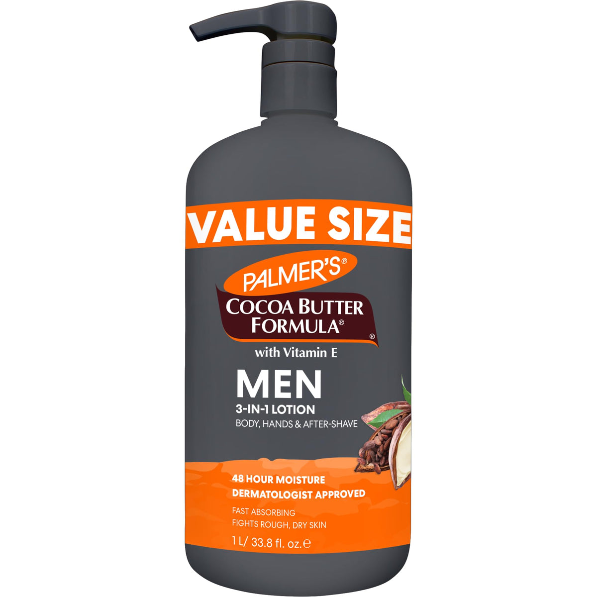 Palmer's men's lotion front bottle showing label and benefit of deep hydration