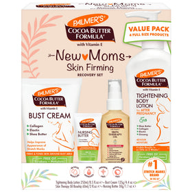 Palmer's front packaging showing full postpartum recovery set and benefits