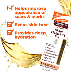 Palmer's oil droplet absorption into skin illustrating quick non-greasy moisture