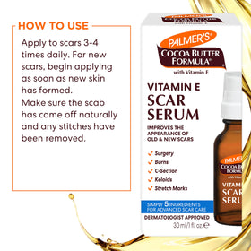 Palmer's scar serum rubbed into body scar area showing smoothing benefit