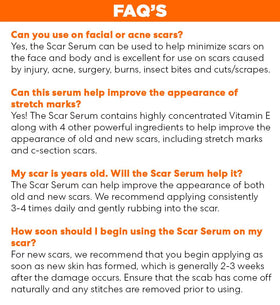 Palmer's scar serum beside ingredient bottles emphasizing plant-based sourcing