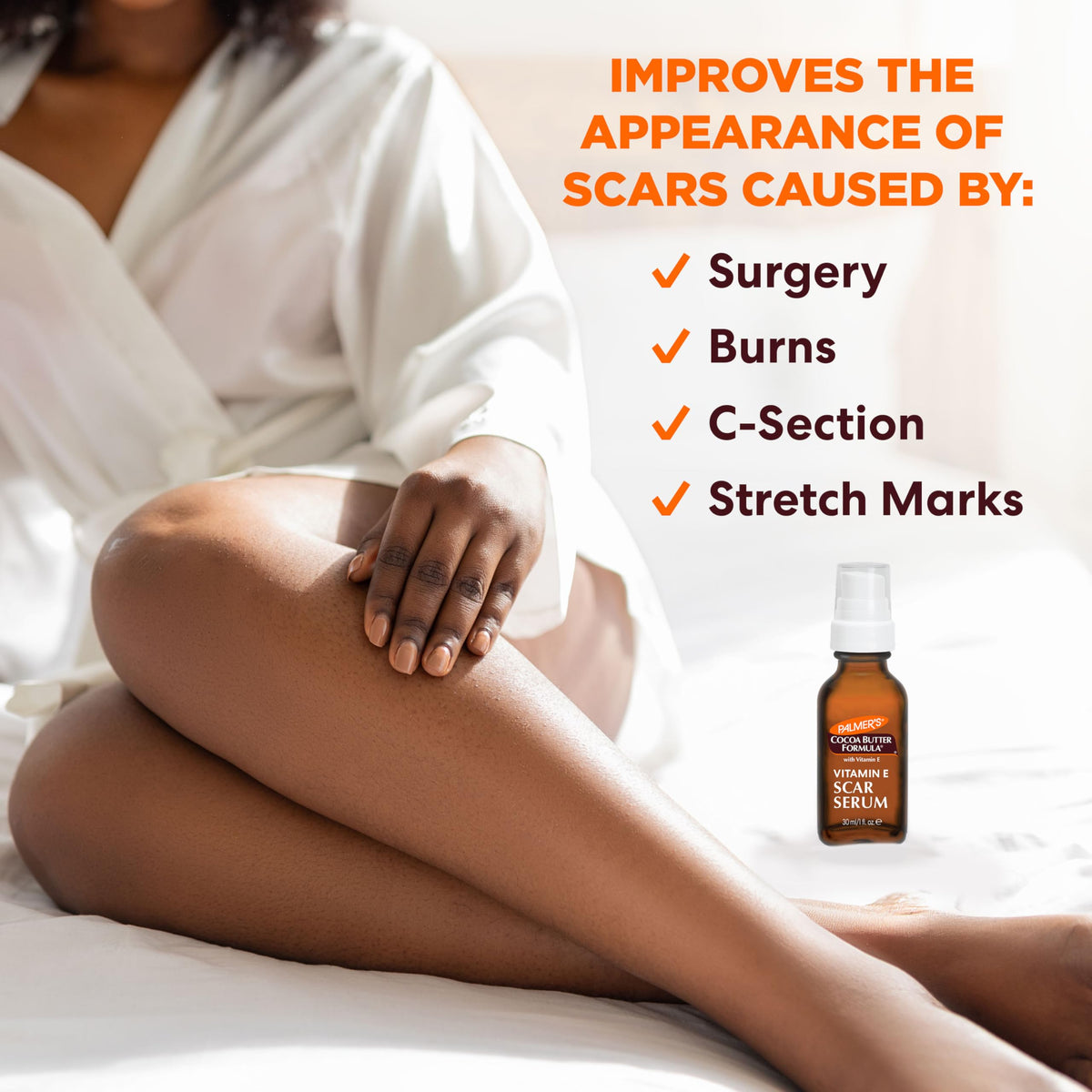 Palmer's scar serum texture close-up highlights lightweight, fast-absorbing oil