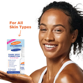 before and after face panels showing Palmer's serum reducing visible spots benefit