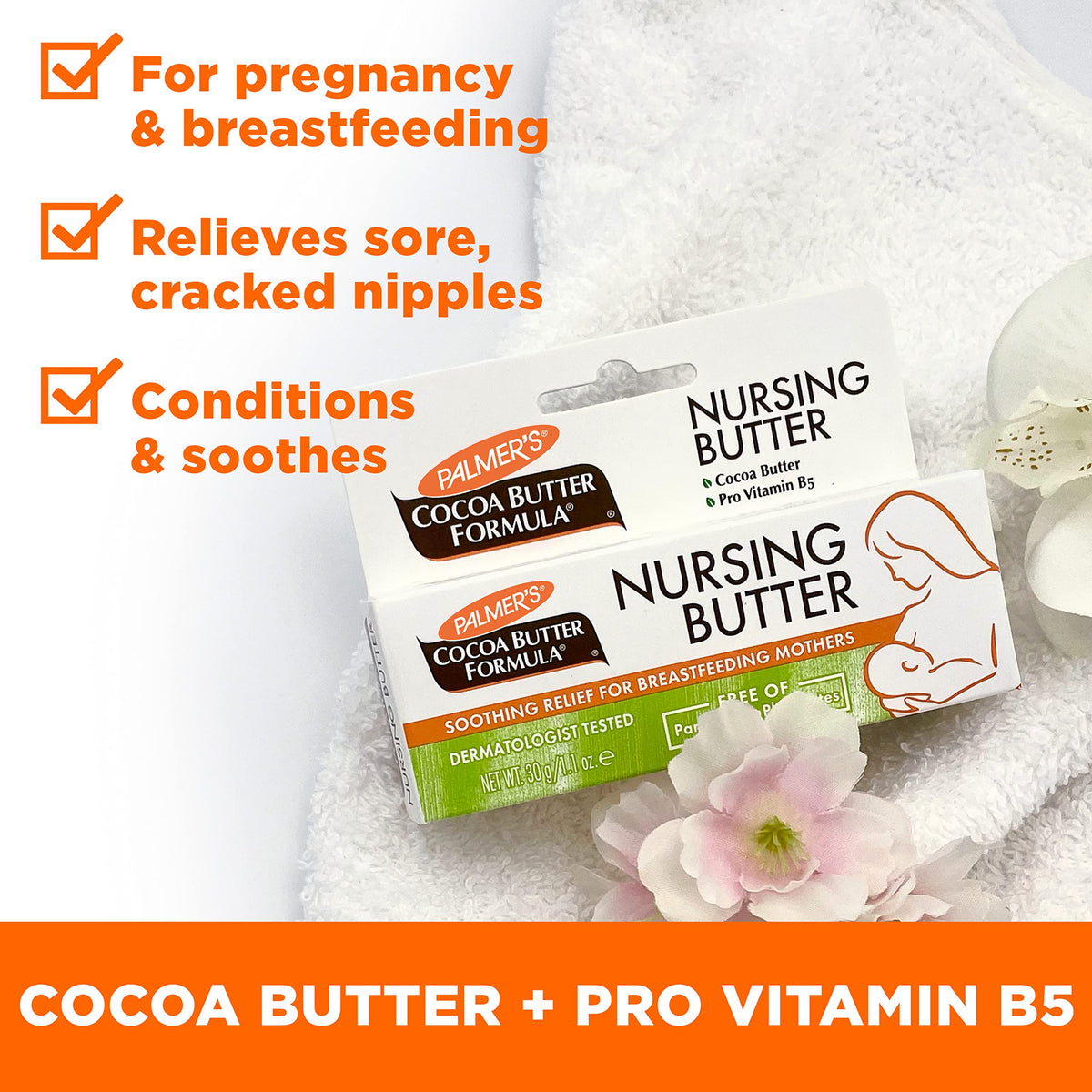 Palmer's four-piece set arranged on a vanity conveying effortless postpartum care