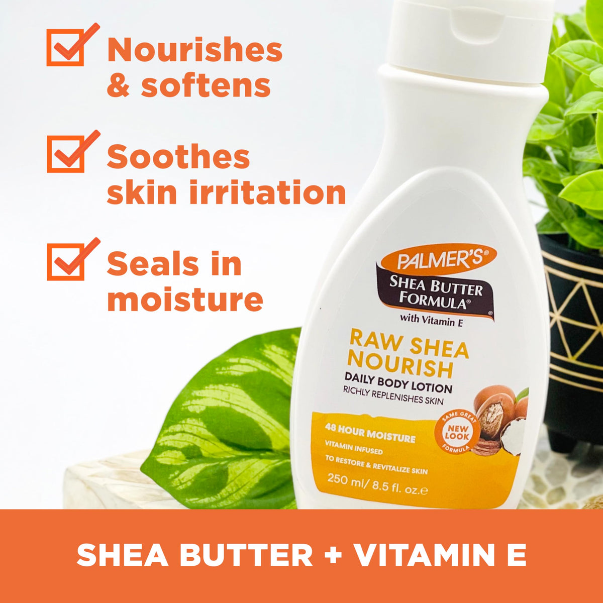 Palmer's shea butter lotion being applied to forearm to demonstrate soothing and softening effect