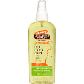 Palmer's soothing oil front pump bottle showing product benefit hydrating skin