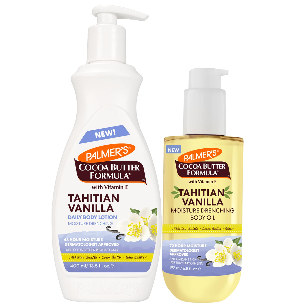 Palmer's front packaging showing lotion and oil, highlights bundle benefits