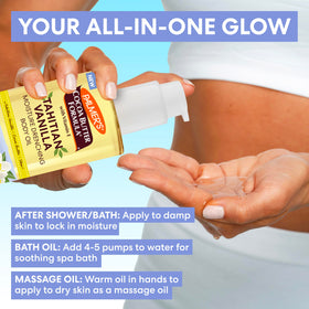 Palmer's shea and cocoa butter ingredients beside bottle for natural benefits
