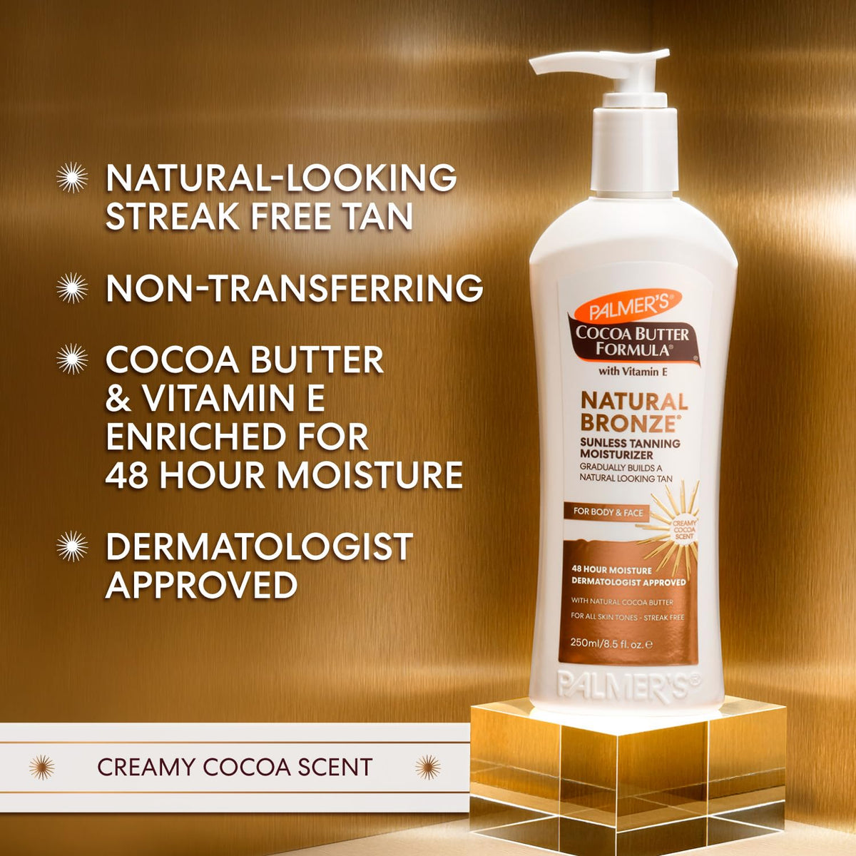 Texture swatch of Palmer's cocoa butter lotion showing creamy, spreadable consistency
