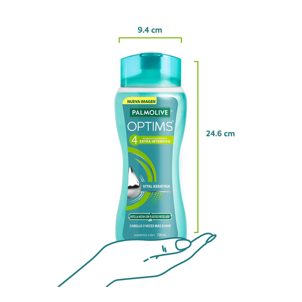 palmolive optims label closeup highlighting vital keratin and ingredient benefit