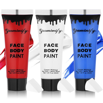 paminify front packaging showing patriotic face paint kit and easy portability
