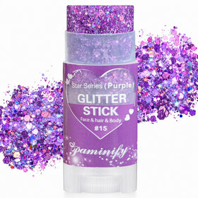 paminify purple glitter stick front packaging shows color and compact design
