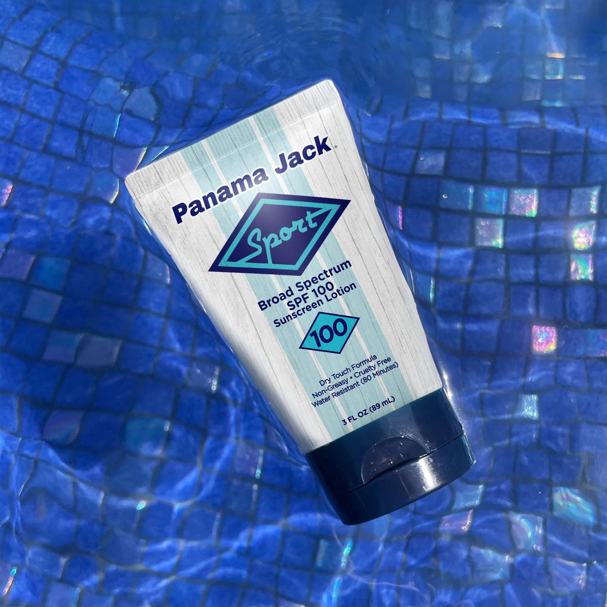 Panama Jack lotion texture close-up showing non-greasy absorption benefit