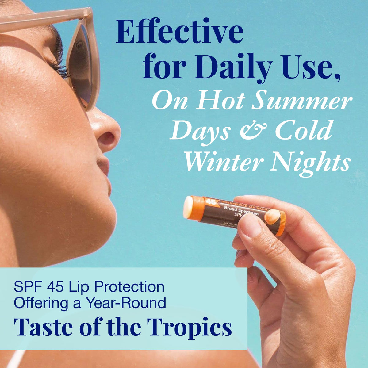 Panama Jack Dreamsicle label close-up showing SPF 45 broad-spectrum info