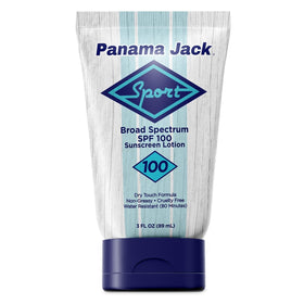 Panama Jack front bottle showing SPF 100 protection and compact size
