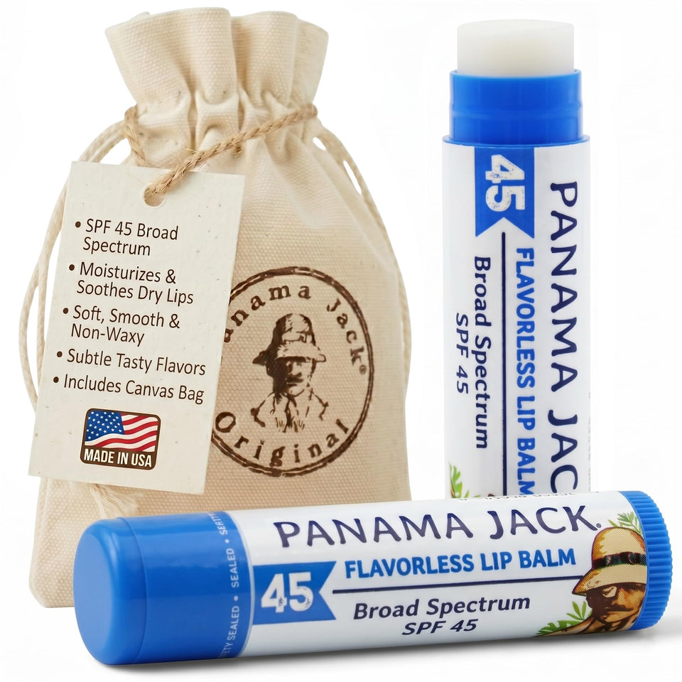 Panama Jack front packaging showing SPF 45 protection and benefits