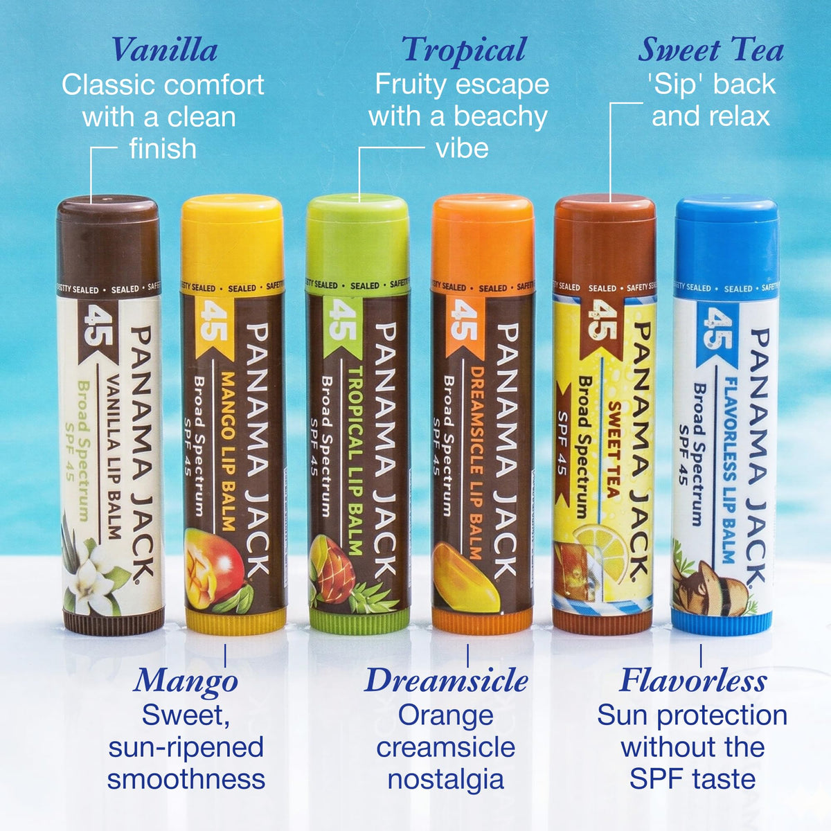 Panama Jack lip balm inside beach bag for easy reapplication on the go