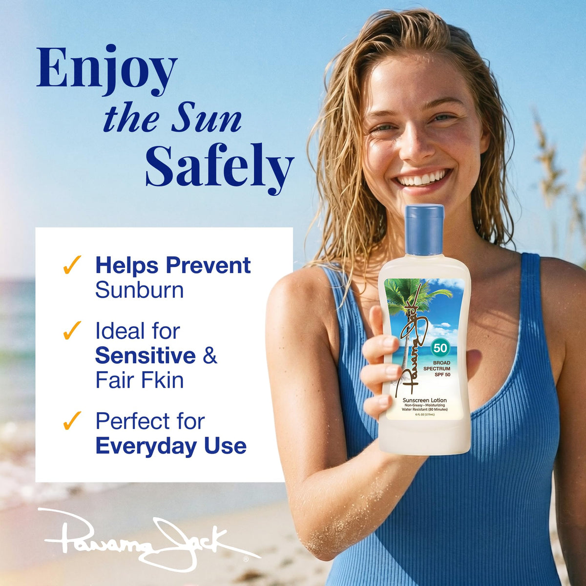 Panama Jack lotion texture being dispensed demonstrating smooth spreadability