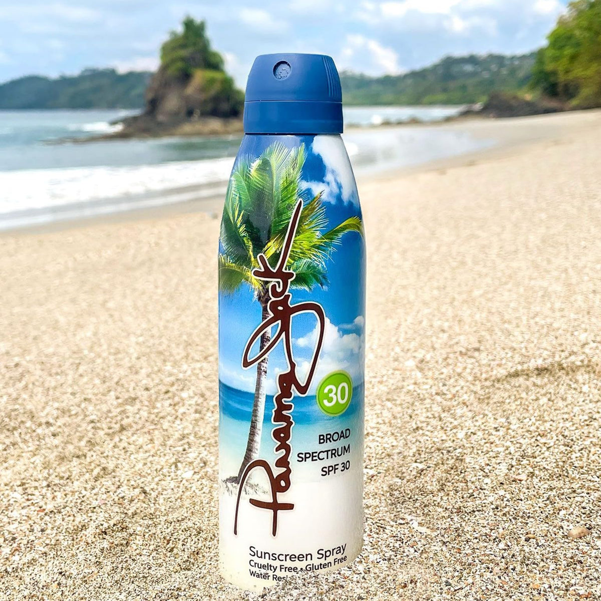 Panama Jack spray texture on skin demonstrating lightweight hydration benefit