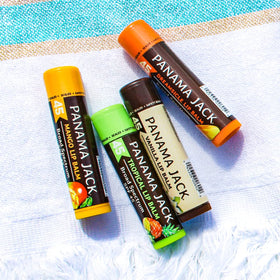 Panama Jack tropical lip application demonstrating quick coverage benefit