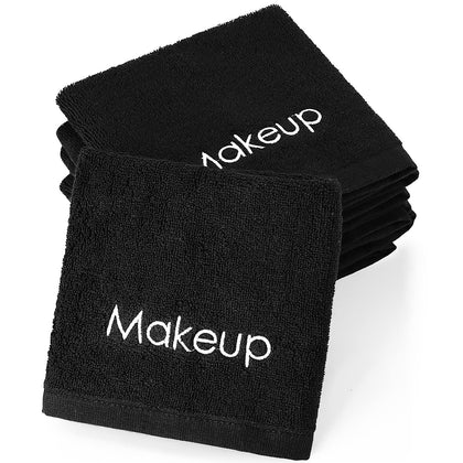 Panelee front pack showing twelve black makeup washcloths, durable and convenient