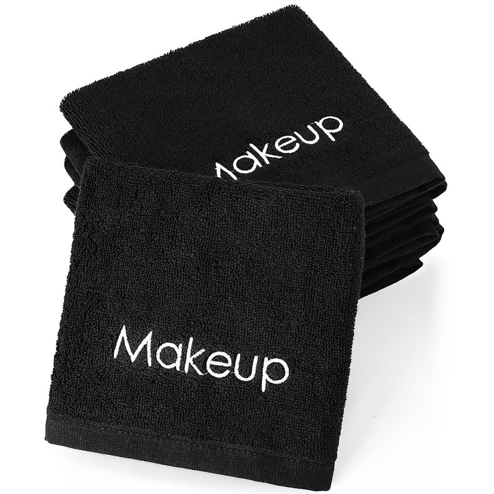 Panelee front pack showing twelve black makeup washcloths, durable and convenient