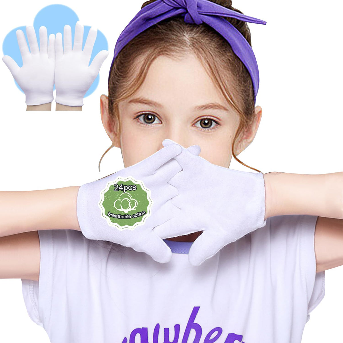 PANGTIKU front packaging showing 12 pairs white gloves, convenient bulk set