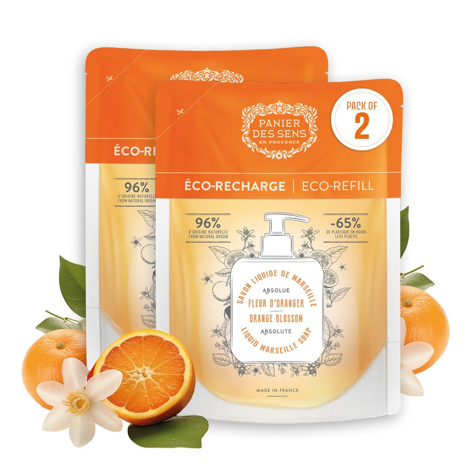 Panier des Sens front packaging showing orange blossom refill and eco benefits
