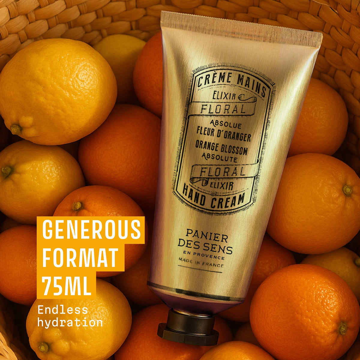 Panier des Sens hand applying cream illustrating softening effect benefit