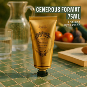 Panier des Sens hand applying cream showing immediate softening benefit