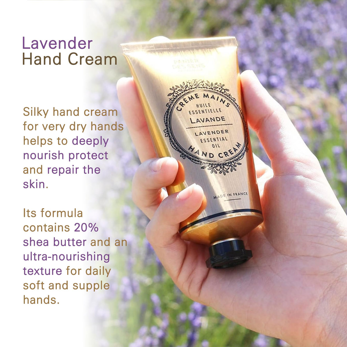 Panier des Sens shea butter and olive oil ingredients displayed for nourishing care