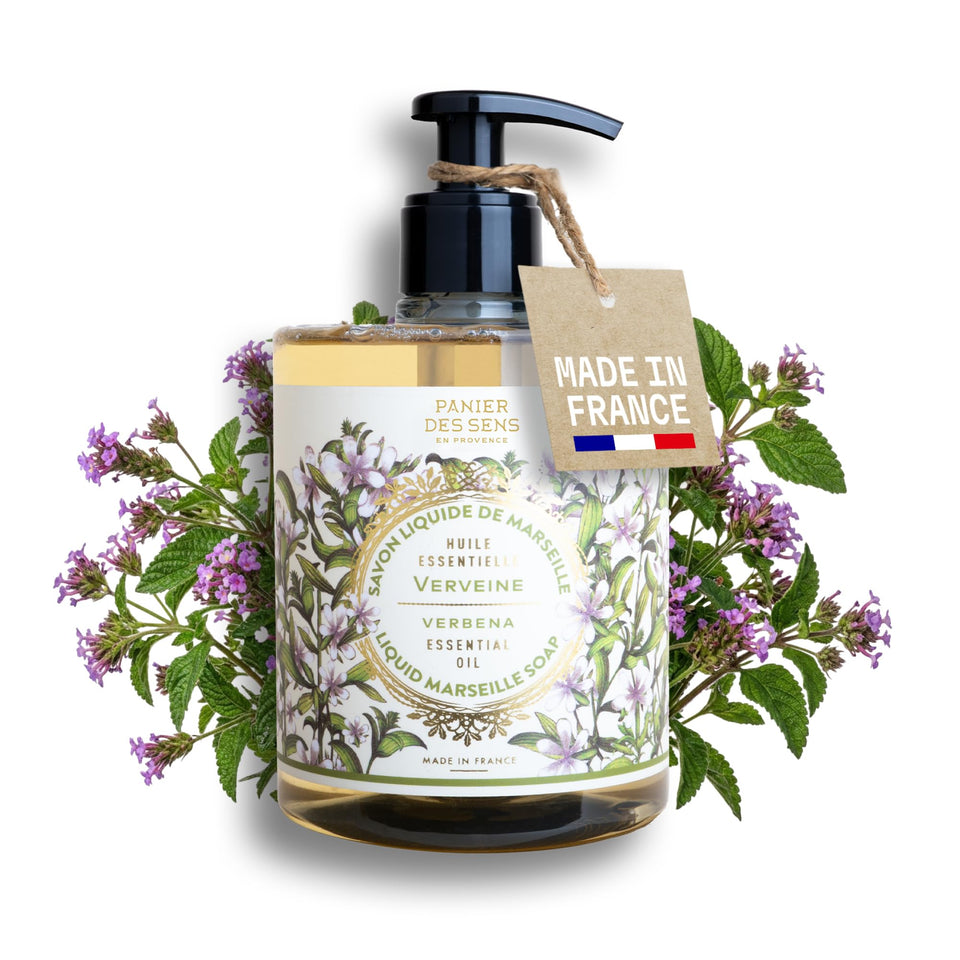 Panier des Sens front bottle showing lemon verbena label and elegant packaging benefit: visual clarity