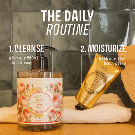 Panier des Sens bottle by bathroom sink conveying decorative, everyday luxury benefit