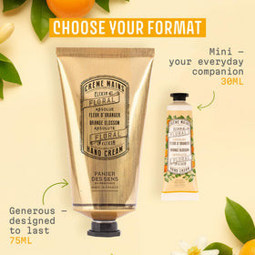 Panier des Sens tube beside hand showing 2.5 fl oz travel-friendly benefit