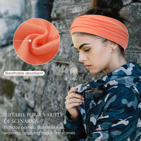 Panleding model wearing headband during yoga for sweat control