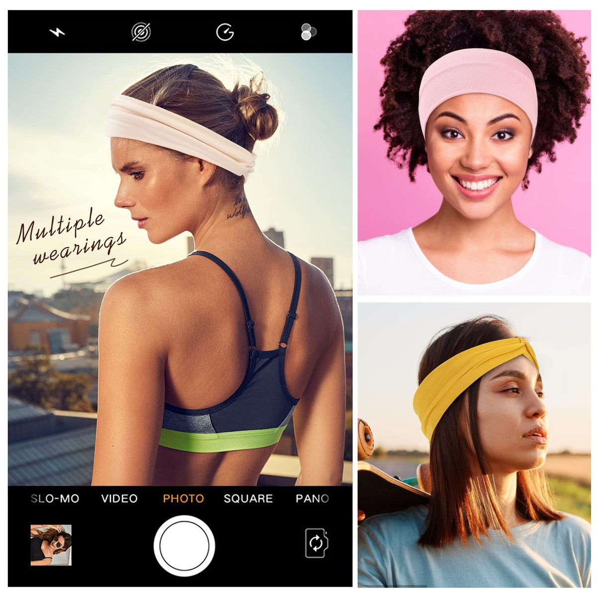 Panleding headband next to hand showing scale and stretch fit
