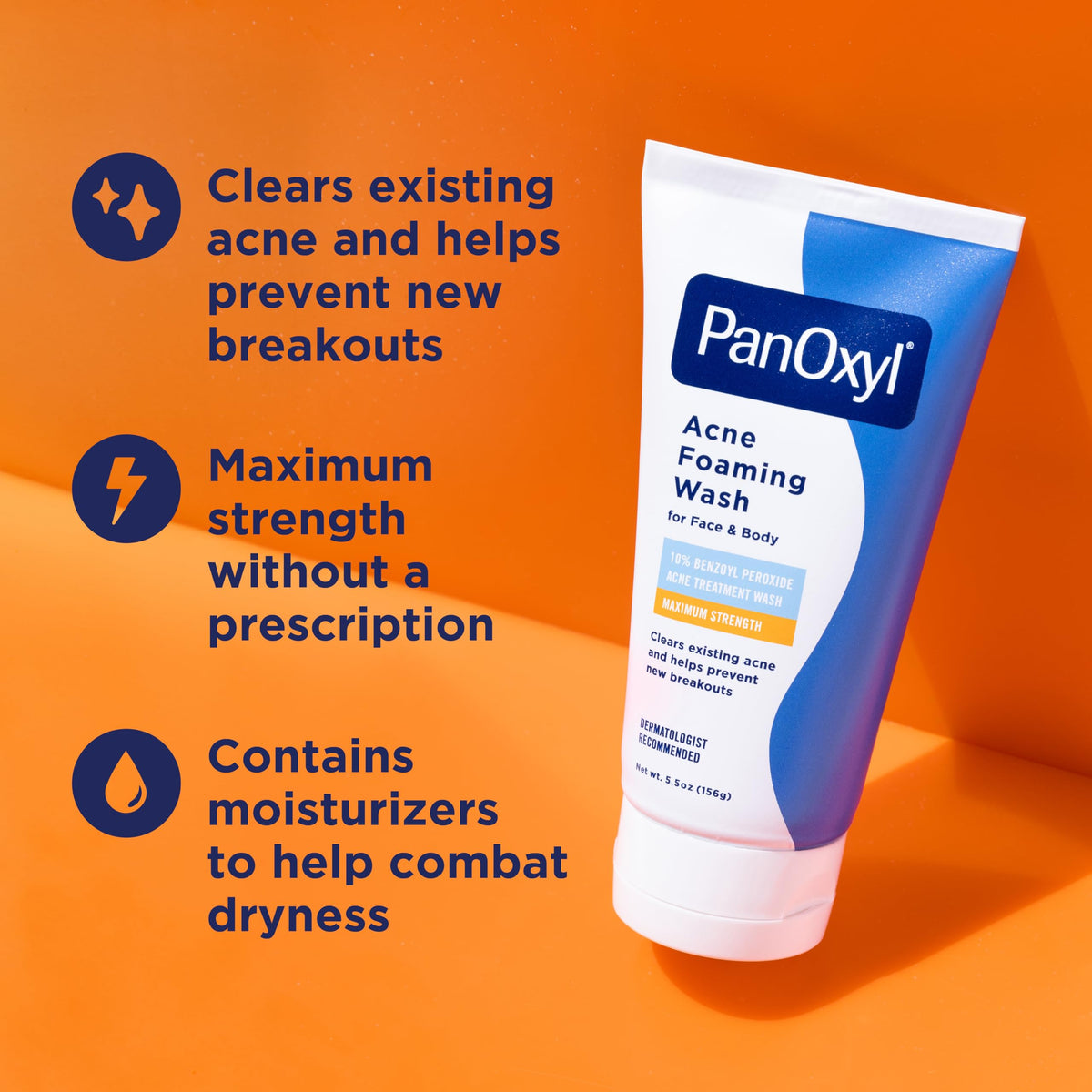 PanOxyl back label with directions and ingredient information for clarity