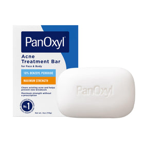 PanOxyl bar front packaging showing product and strength benefits